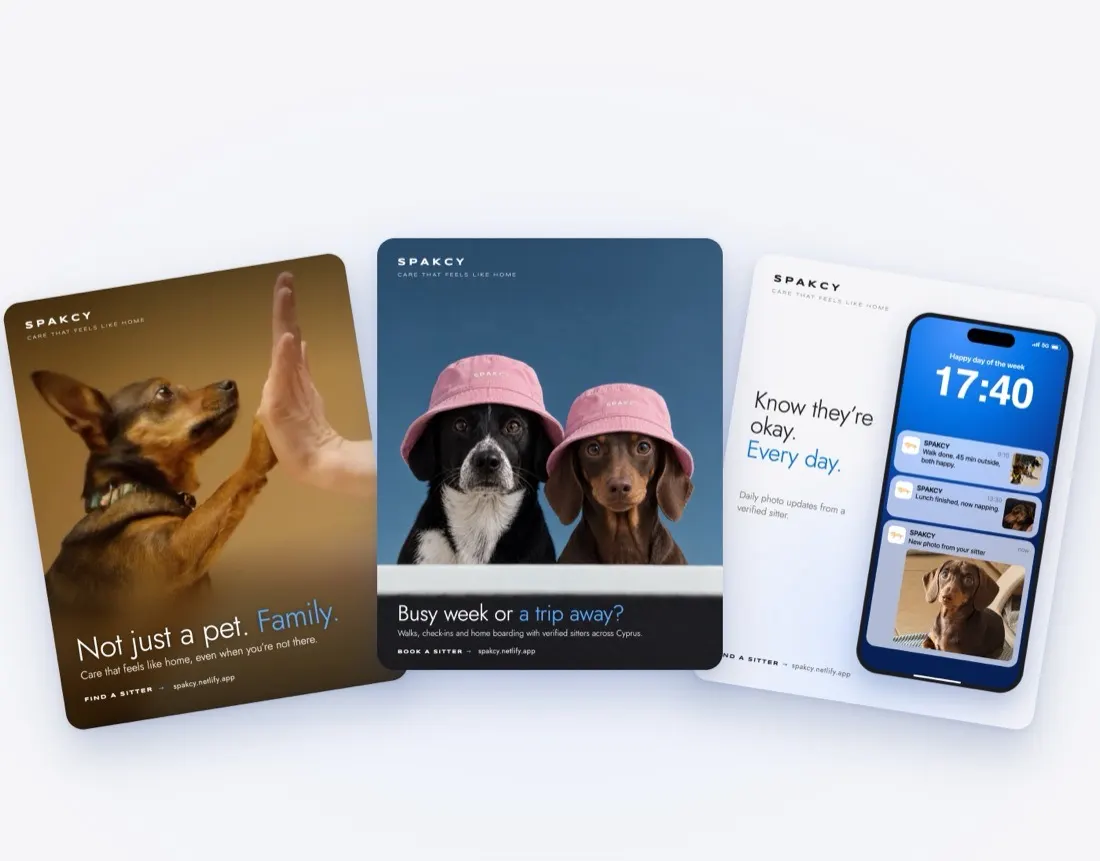 Three social ad creatives for SPAKCY